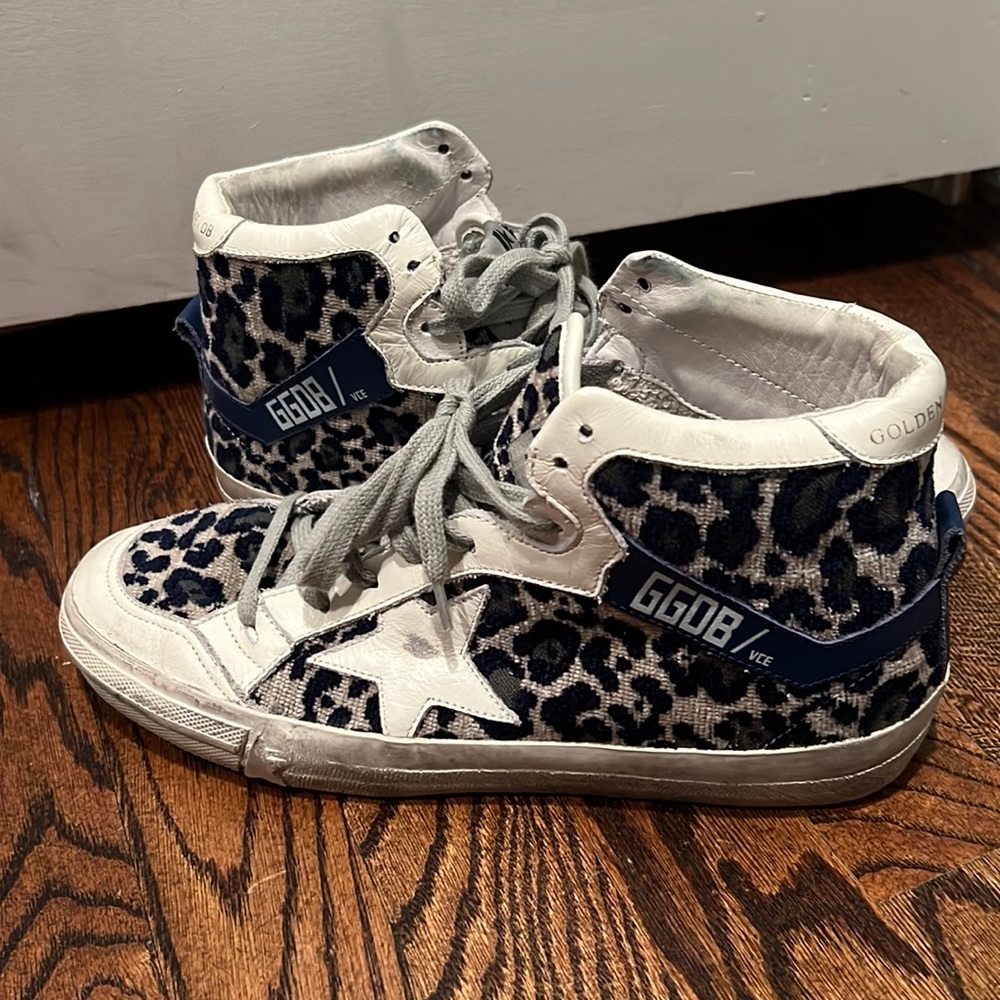 Golden Goose navy leopard high top